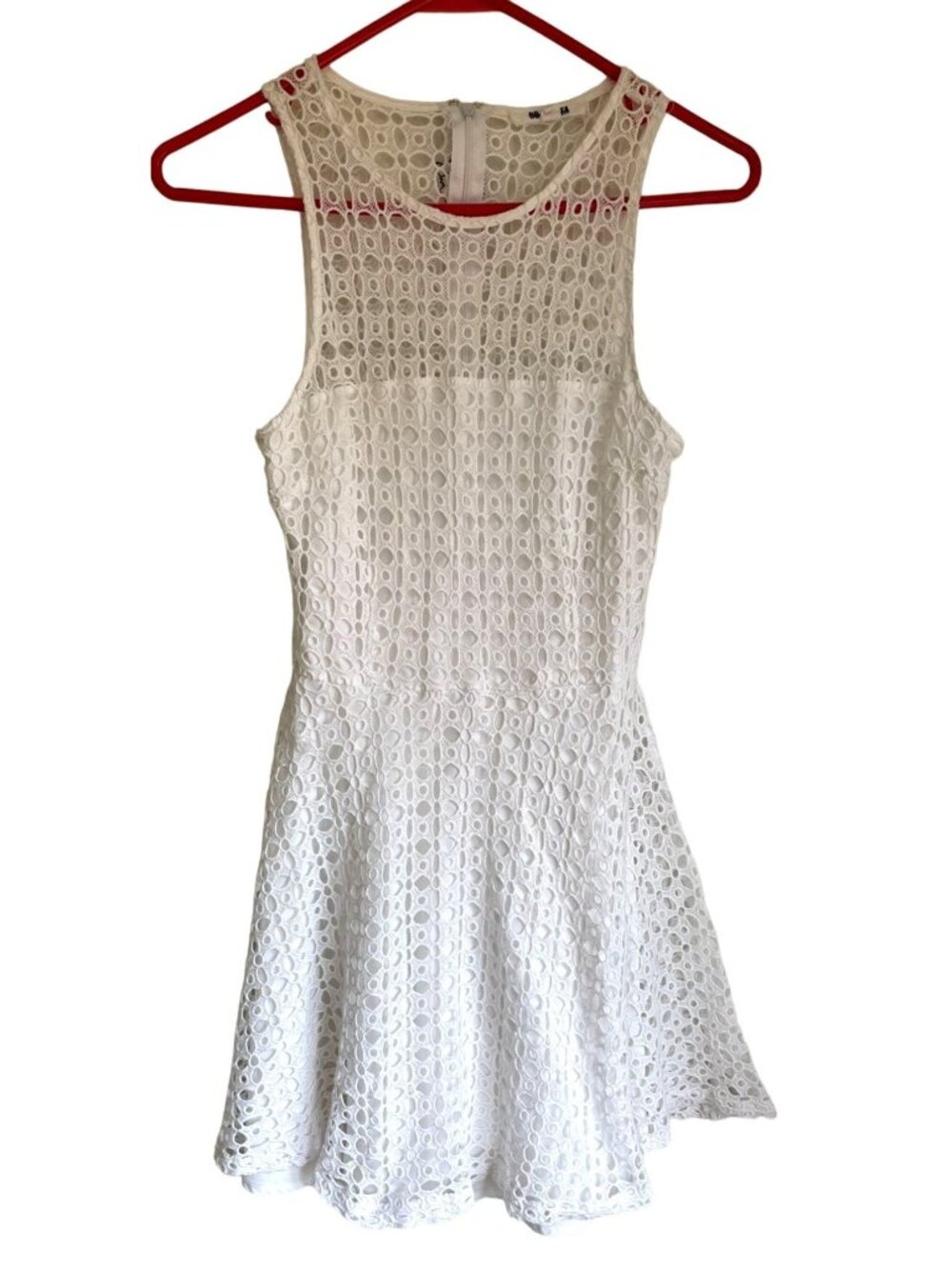 BB Dakota Sleeveless Mini Dress White Eyelete Size 2 Y2K